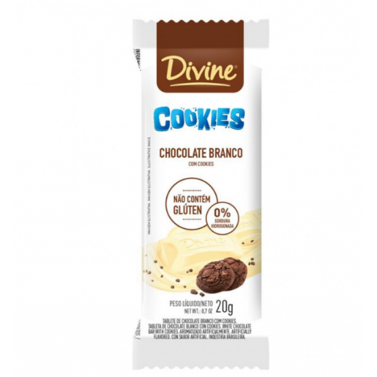 MINI TABLETE CHOCOLATE BRANCO C/ COOKIES 20G - DIVINE SCHAR