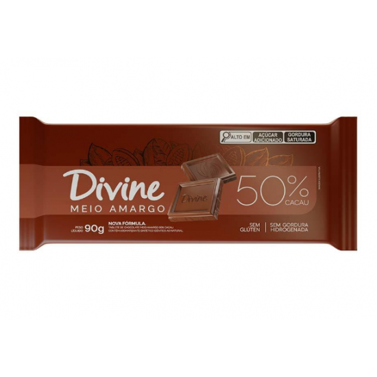 TABLETE CHOCOLATE MEIO AMARGO 50% CACAU 90G - DIVINE SCHAR