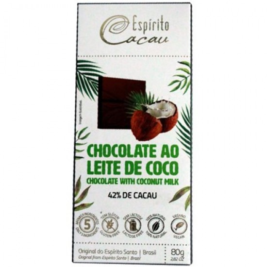 TABLETE DE CHOCOLATE 42% AO LEITE DE COCO 80G