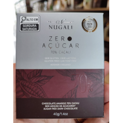 TABLETE CHOCOLATE AMARGO 70% CACAU ZERO AÇUCAR 40g