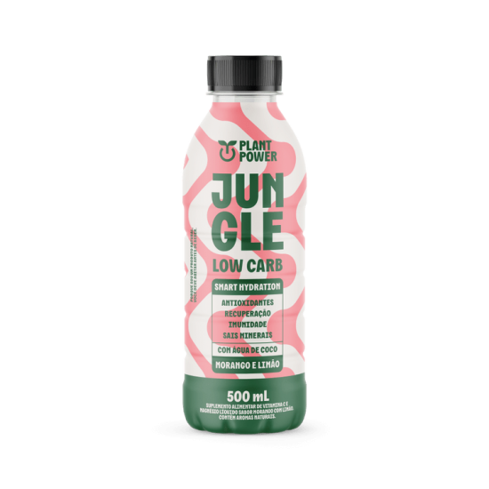 BEBIDA JUNGLE MORANGO-LIMÃO LOW CARB - PLANT POWER 500 mL