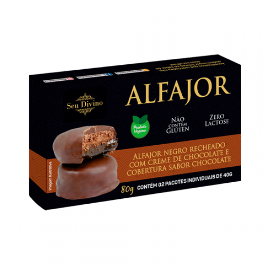 ALFAJOR CHOCOLATE COM RECHEIO E COBERTURA SABOR CHOCOLATE CAIXA 80g