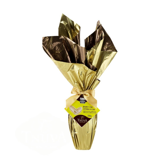 OVO DE PÁSCOA CHOCOLATE BRANCO COM CASTANHA DE CAJU 200g
