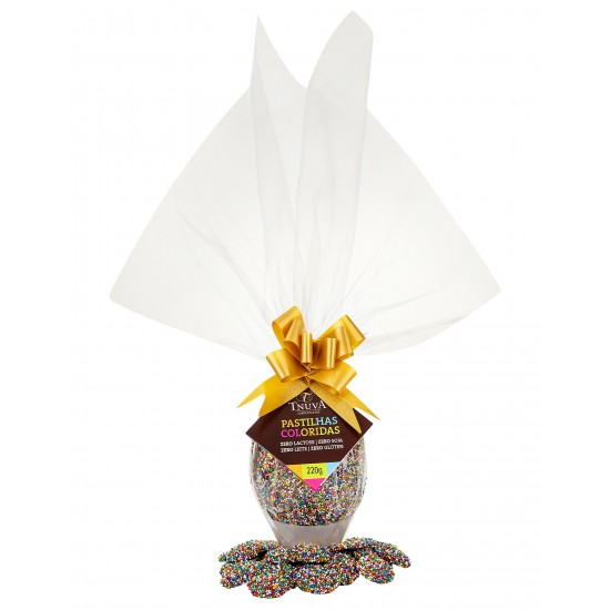 OVO DE PÁSCOA CHOCOLATE 56% CACAU PASTILHAS COLORIDAS 200g OVO DE PÁSCOA CHOCOLATE 56% CACAU PASTILHAS COLORIDAS 200g