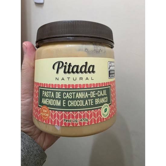 PITADA NATURAL PASTA DE CASTANHA DE CAJU, AMENDOIM E CHOCOLATE BRANCO 470G PITADA NATURAL PASTA DE CASTANHA DE CAJU, AMENDOIM E CHOCOLATE BRANCO 470G